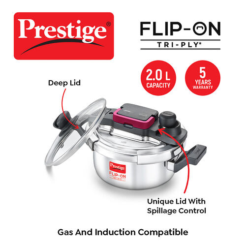 PRESTIGE FLIP-ON TRI-PLY PRESSURE COOKER - Image 1