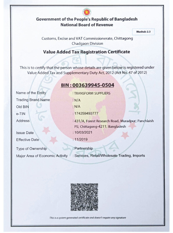 VAT Registration Certificate